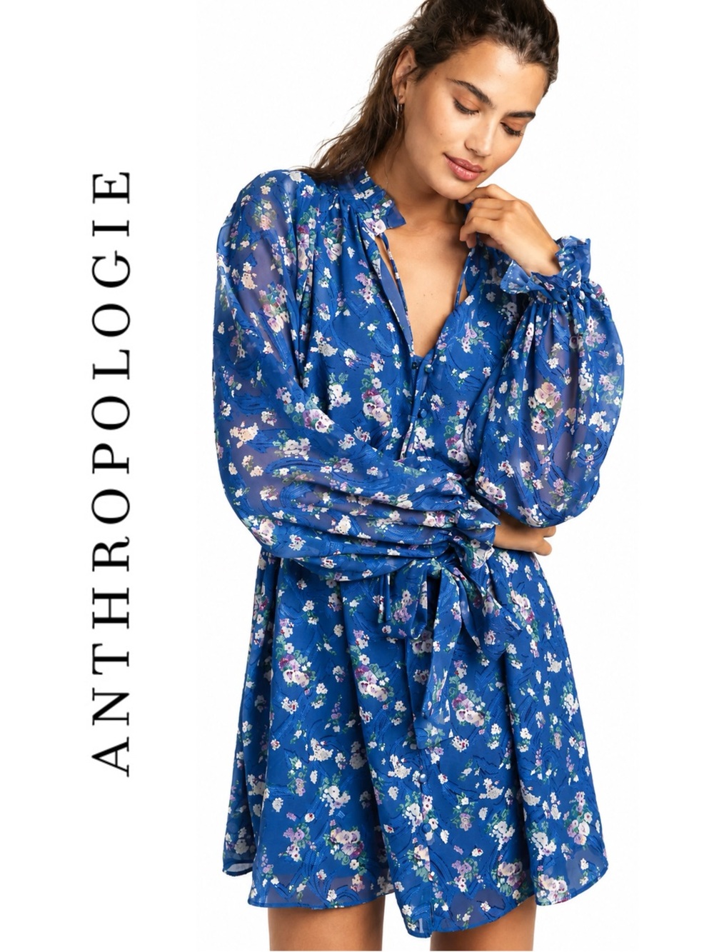 Anthropologie Endless Rose Long-Sleeve Mini Dress